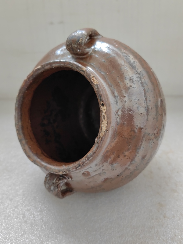 古玩陶瓷磁州窯紫金釉雙系罐拍賣,當(dāng)前價(jià)格198元