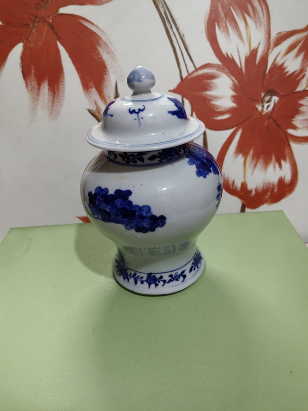 古玩陶瓷清光緒青花仕女嬰戲圖將軍罐拍賣,當前價格4800元