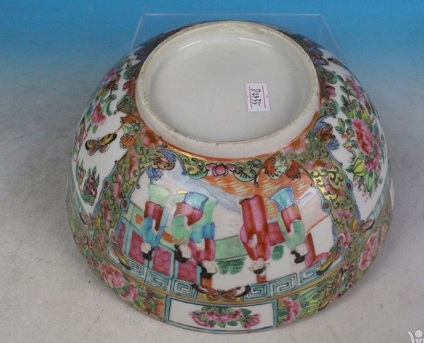 古玩陶瓷請(qǐng)代咸豐廣彩開窗人物潘趣大碗拍賣,當(dāng)前價(jià)格9800元