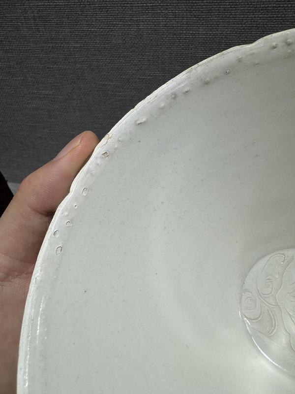 古玩陶瓷定窯荷花碗,口爆釉拍賣,當前價格13000元