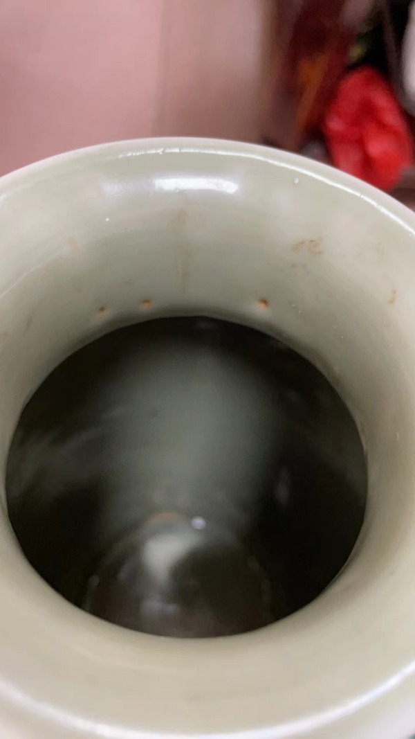 古玩陶瓷民國豆青釉暗刻花卉紋燈籠瓶拍賣,當前價格8800元