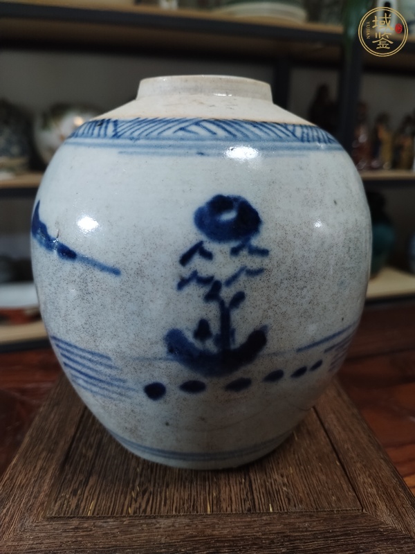 古玩陶瓷山水紋青花罐真品鑒賞圖