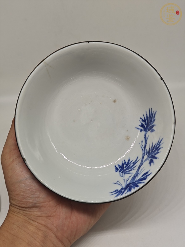 古玩陶瓷青花竹葉紋蓋碗真品鑒賞圖