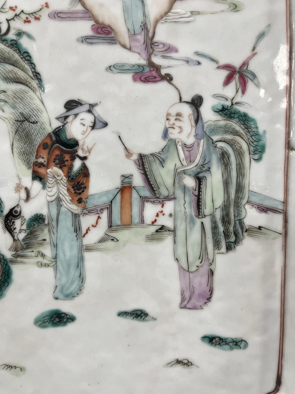 古玩陶瓷清中晚期同光粉彩人物繪畫茶盤拍賣,當前價格6800元