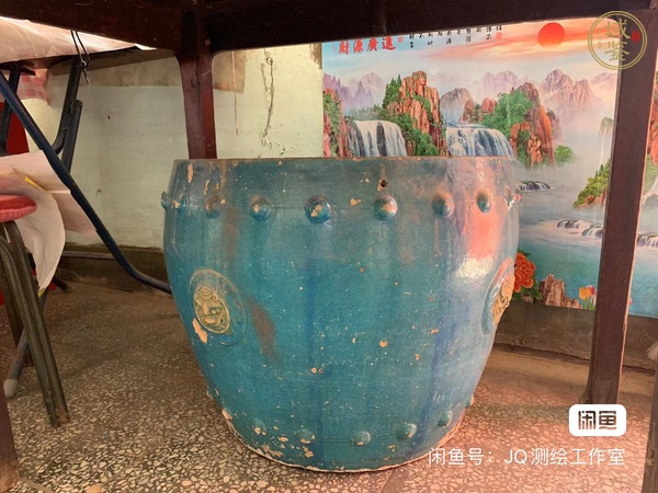 古玩陶瓷鈞釉鼓釘缸真品鑒賞圖