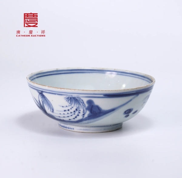 古玩陶瓷明天啟青花山水紋碗拍賣,當前價格3000元