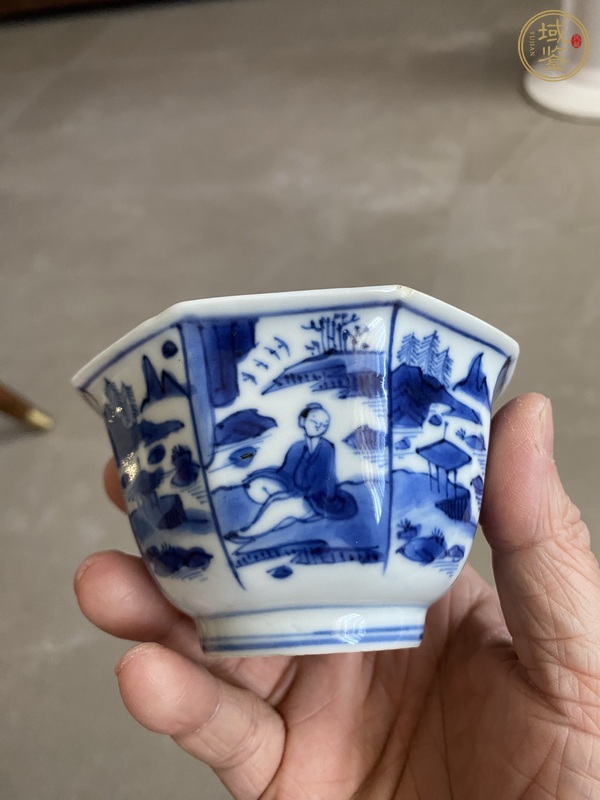 古玩陶瓷青花八角杯真品鑒賞圖