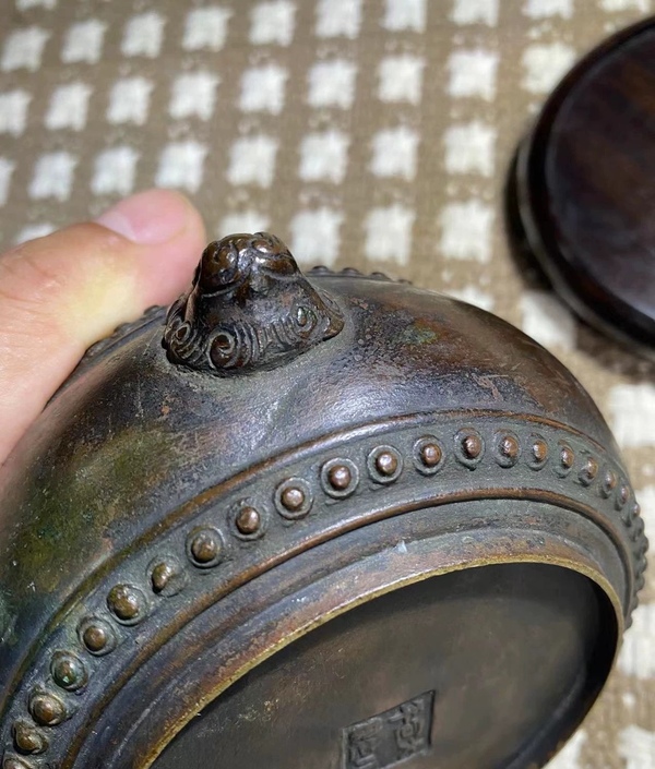 古玩銅器清中期天雞耳鼓式銅爐拍賣,當前價格4500元