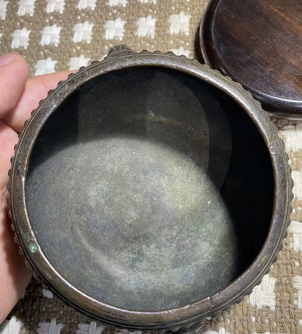 古玩銅器清中期天雞耳鼓式銅爐拍賣,當前價格4500元