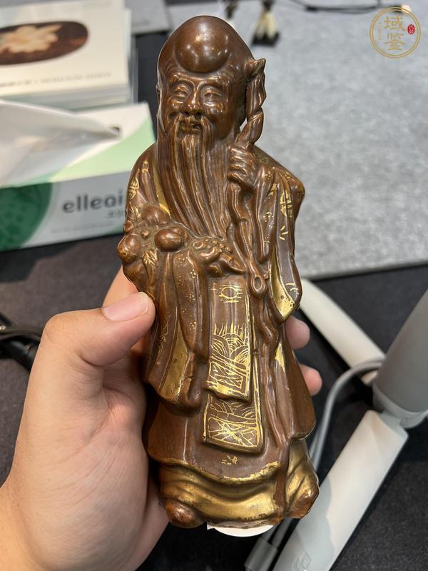 古玩陶瓷紫金釉描金三星造像真品鑒賞圖