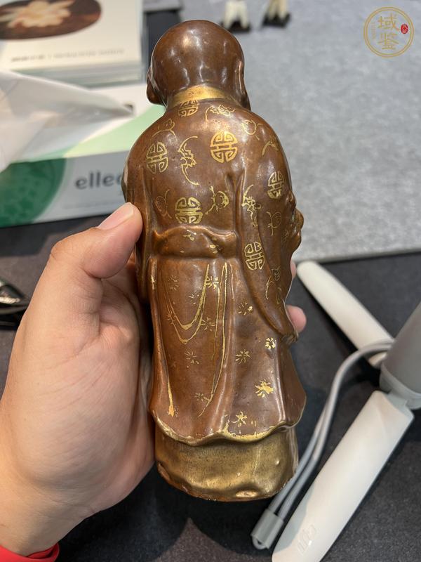 古玩陶瓷紫金釉描金三星造像真品鑒賞圖