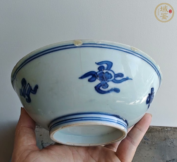 古玩陶瓷康熙青花云鶴紋碗真品鑒賞圖