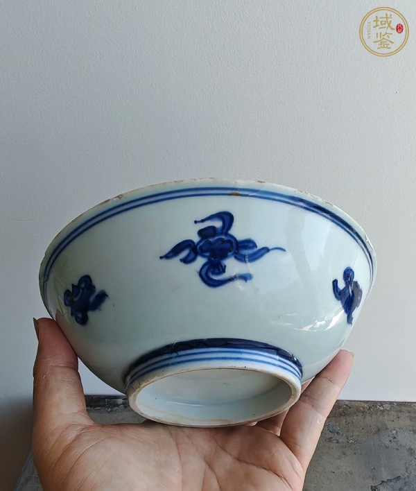 古玩陶瓷康熙青花云鶴紋碗真品鑒賞圖