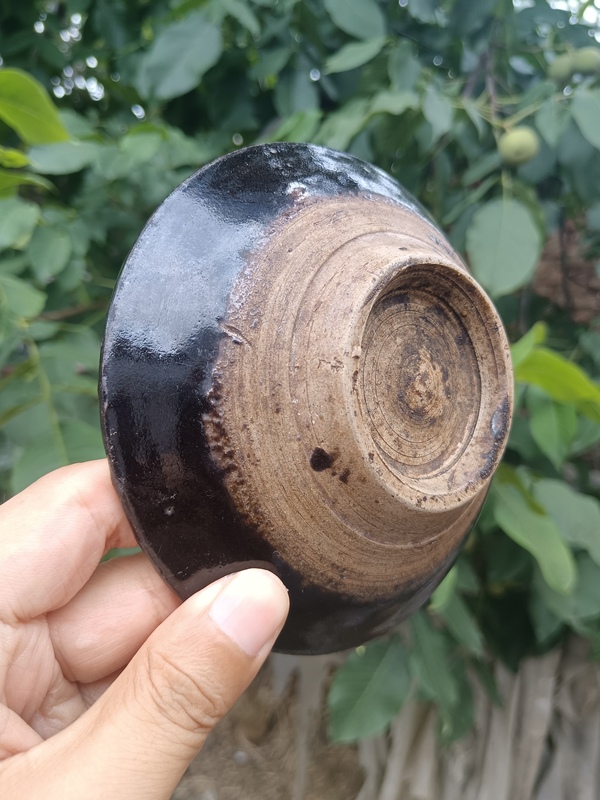 古玩陶瓷元末明初~磁州窯黑釉茶碗拍賣,當前價格10元