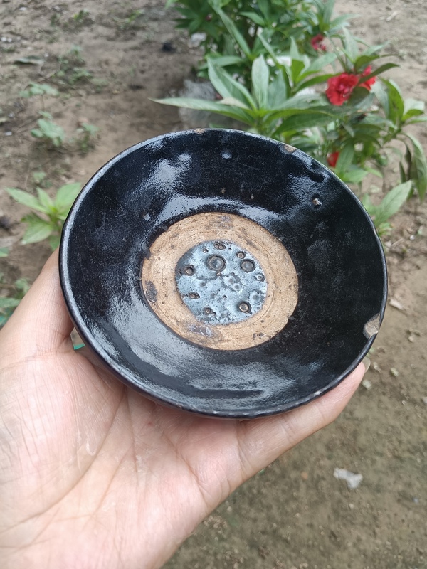 古玩陶瓷元末明初~磁州窯黑釉茶碗拍賣,當前價格10元