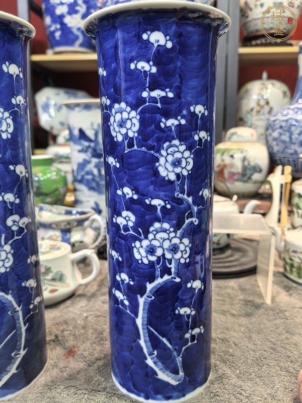 古玩陶瓷青花冰梅花觚真品鑒賞圖