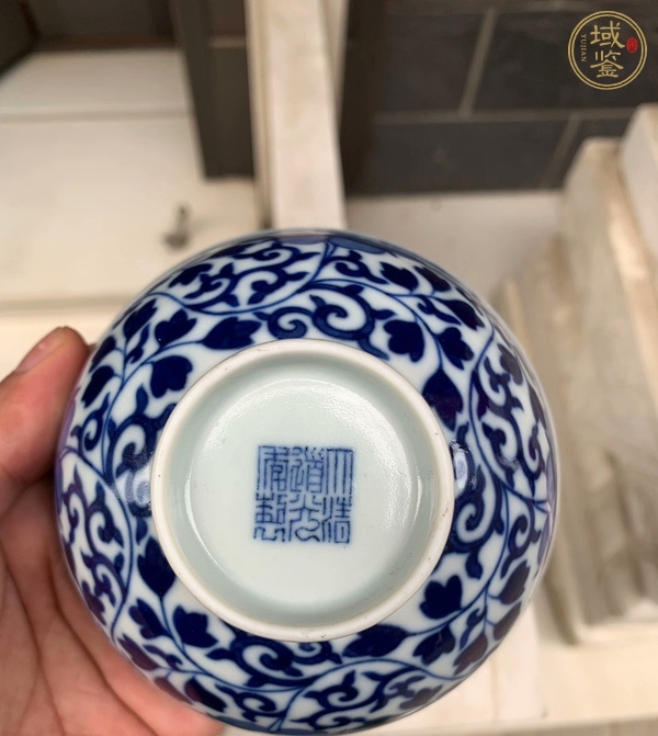 古玩陶瓷青花纏枝花卉紋茶碗，注意品相真品鑒賞圖