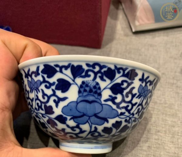 古玩陶瓷青花纏枝花卉紋茶碗，注意品相真品鑒賞圖