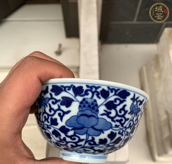 古玩陶瓷青花纏枝花卉紋茶碗，注意品相真品鑒賞圖