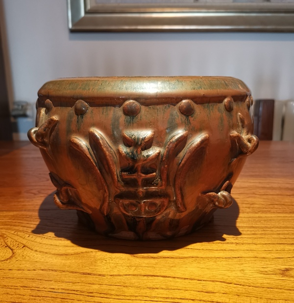 古玩轉(zhuǎn)賣民國(guó)至創(chuàng)匯紫金釉靈猴獻(xiàn)壽魚淺拍賣,當(dāng)前價(jià)格18000元