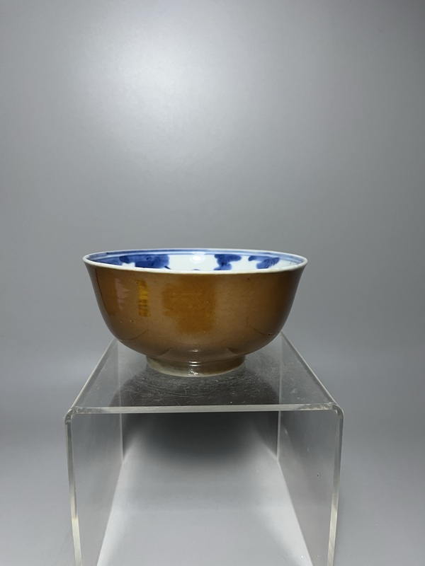 古玩陶瓷外紫金釉內(nèi)青花金玉滿堂茶碗拍賣(mài),當(dāng)前價(jià)格800元