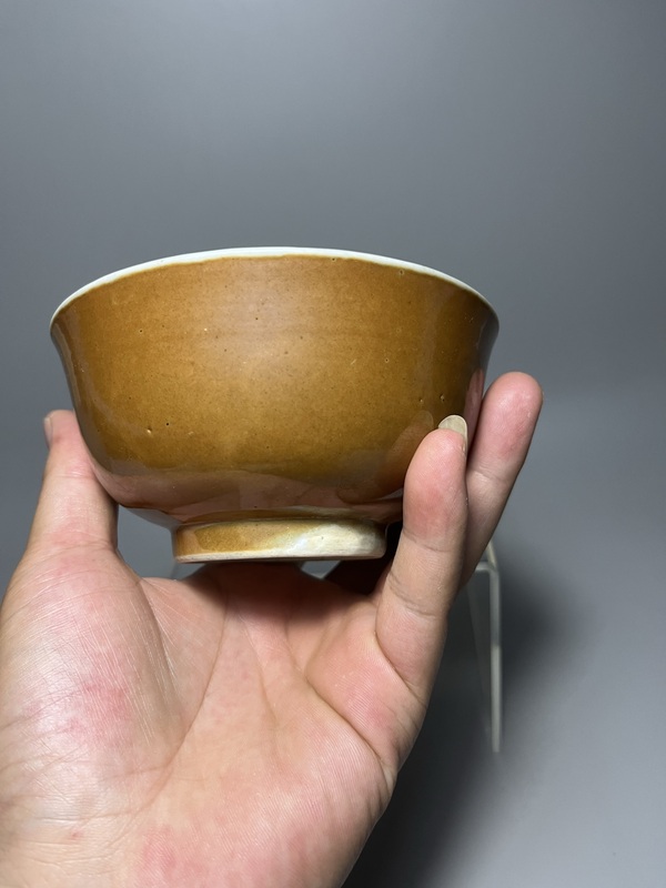 古玩陶瓷外紫金釉內(nèi)青花金玉滿堂茶碗拍賣(mài),當(dāng)前價(jià)格800元