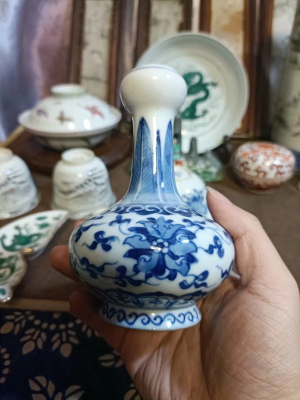 古玩陶瓷光緒花卉紋青花洗口瓶拍賣,當前價格8888元