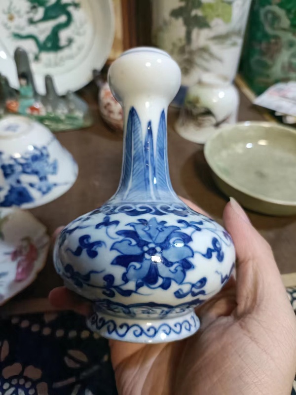 古玩陶瓷光緒花卉紋青花洗口瓶拍賣,當前價格8888元