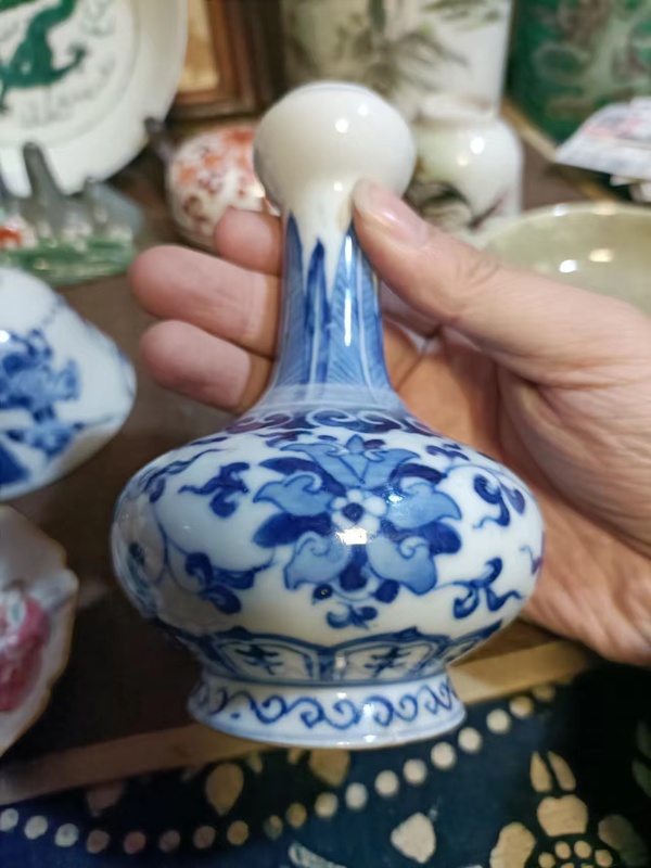 古玩陶瓷光緒花卉紋青花洗口瓶拍賣,當前價格8888元