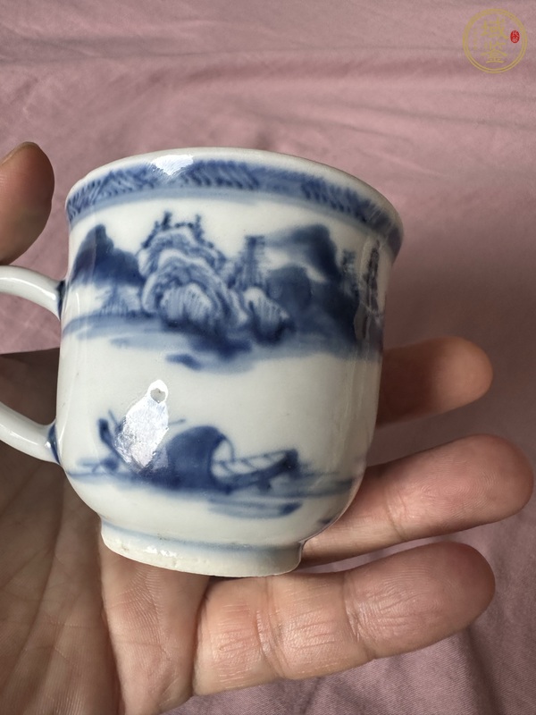 古玩陶瓷青花把杯真品鑒賞圖