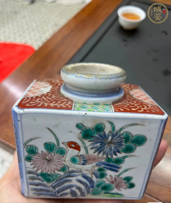 古玩陶瓷19世紀 五彩花鳥紋茶葉罐真品鑒賞圖