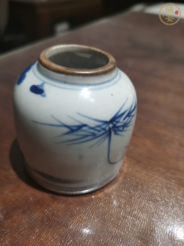 古玩陶瓷青花人物水盂真品鑒賞圖