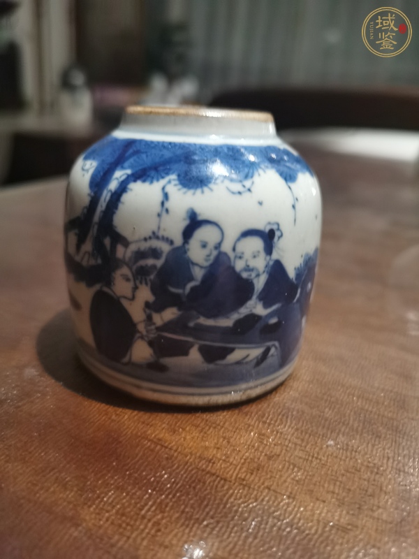 古玩陶瓷青花人物水盂真品鑒賞圖