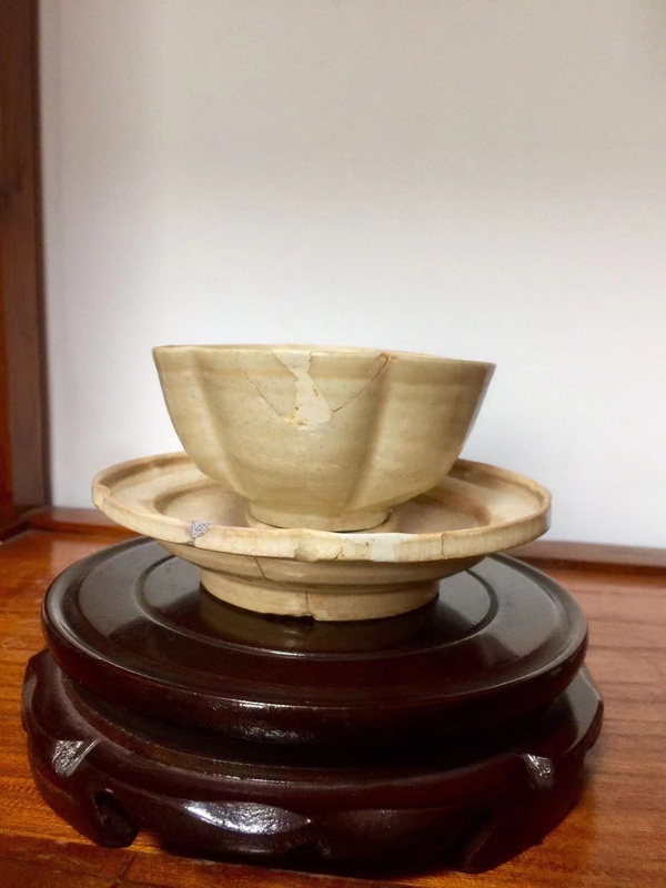 古玩陶瓷青白釉花口盞和托拍賣,當前價格2600元