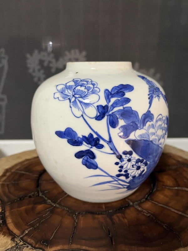 古玩陶瓷光緒花鳥紋青花罐拍賣,當前價格488元