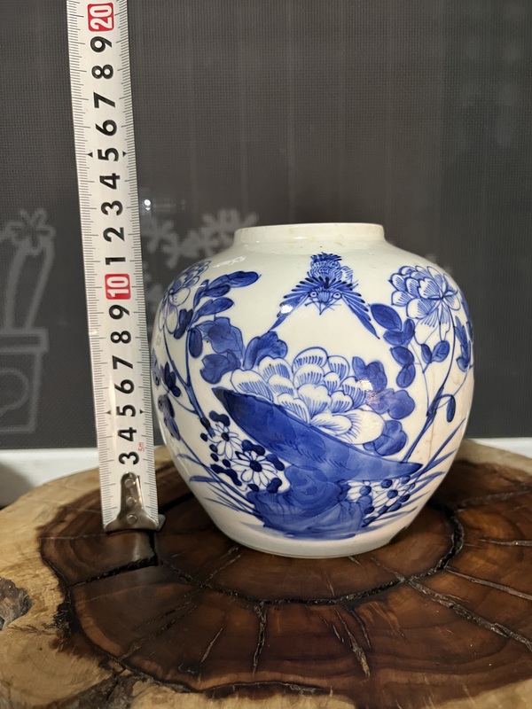 古玩陶瓷光緒花鳥紋青花罐拍賣，當(dāng)前價格450元