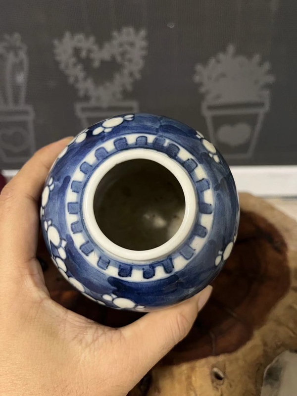 古玩陶瓷晚清青花冰梅圖蓋罐拍賣,當前價格1100元