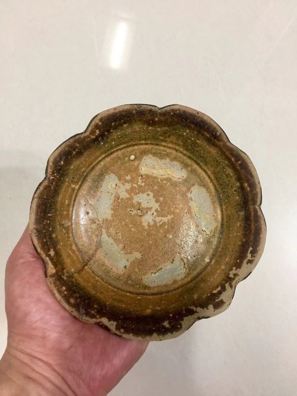 古玩陶瓷宣州窯青釉褐彩葵口盤拍賣,當前價格788元