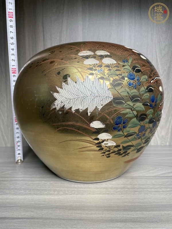 古玩陶瓷日本明治彩繪花鳥紋花瓶真品鑒賞圖