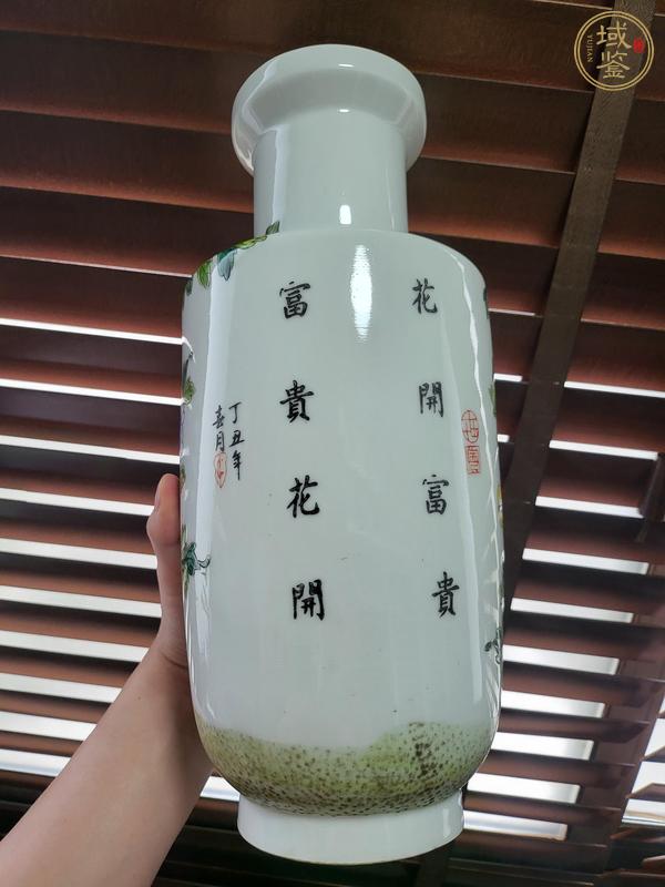 古玩陶瓷粉彩花卉紋棒槌瓶真品鑒賞圖