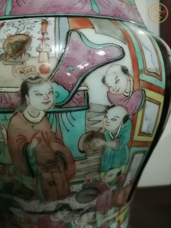 古玩陶瓷人物紋粉彩鳳尾尊真品鑒賞圖