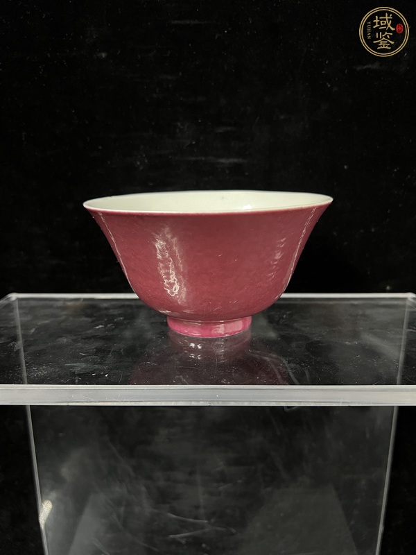 古玩陶瓷胭脂紅釉茶圓真品鑒賞圖
