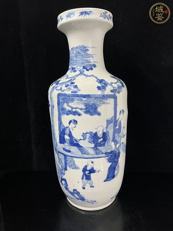 古玩陶瓷青花人物故事捧槌瓶真品鑒賞圖