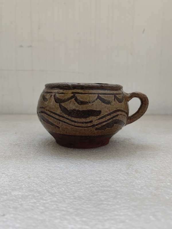 古玩陶瓷馬口窯黑花耳杯拍賣,當前價格680元