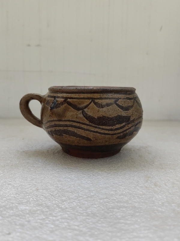 古玩陶瓷馬口窯黑花耳杯拍賣,當前價格680元