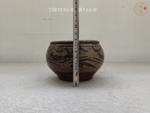 古玩陶瓷馬口窯白地黑花耳杯真品鑒賞圖