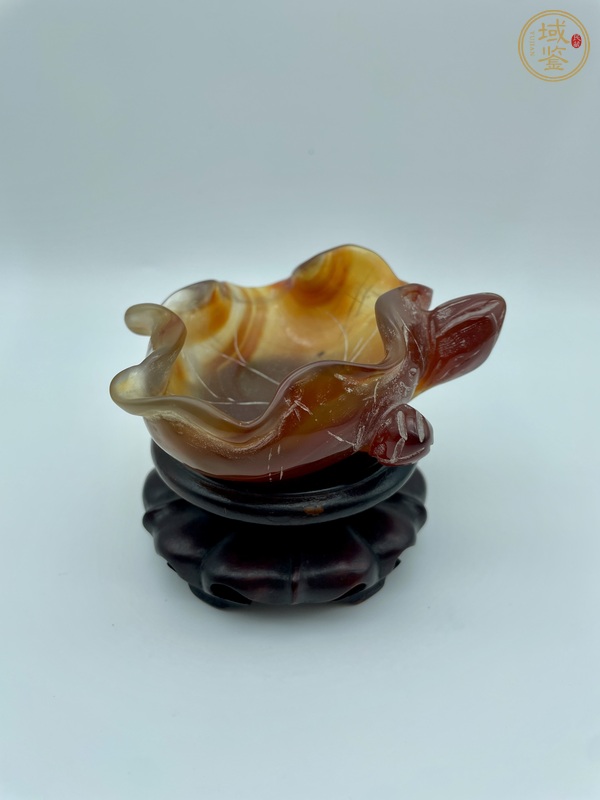古玩雜項瑪瑙荷葉洗真品鑒賞圖
