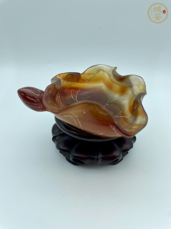 古玩雜項瑪瑙荷葉洗真品鑒賞圖
