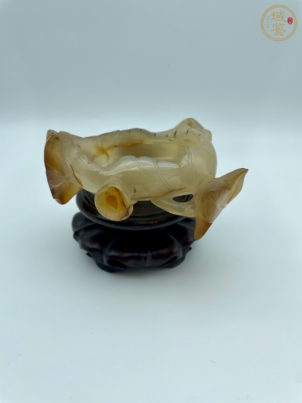 古玩雜項(xiàng)瑪瑙荷葉洗真品鑒賞圖