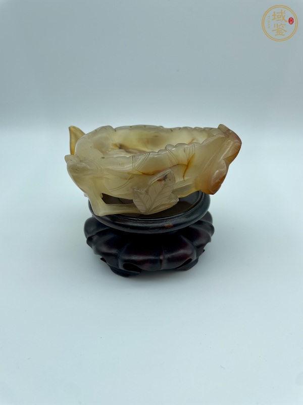 古玩雜項(xiàng)瑪瑙荷葉洗真品鑒賞圖